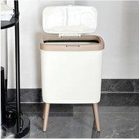 Living and Home PP High Foot Rubbish Bin Trash Bin with Lid in Cream