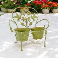 Minster Double Garden Planter - Metal - L29 x W46 x H44 cm - Leaf Green