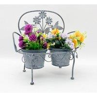 Minster Double Garden Planter - Metal - L29 x W46 x H44 cm - Stone Grey