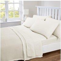 Chums Plain Poly/Cotton Sheet Set in Ecru | Size: King