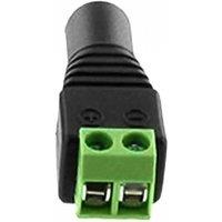 Green Feathers Female Jack Connector Adaptor 5.5mm Outer, 2.1mm Inner, Screw Terminal
