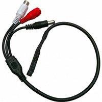 Green Feathers CCTV Security Camera Inline Audio Microphone with Loop Through Power in Black