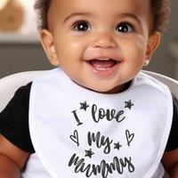 Aye Do Gifts Personalised Black & White I Love My Mummy Baby Bib