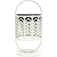 Obasyhig Style 2 Solar-Powered Wrought-Iron Openwork Table Lamp in White