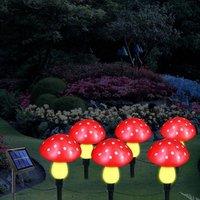 Obasyhig Style 1 Solar-powered garden mushroom lights in Red