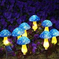 Obasyhig Style 2 Solar-powered garden mushroom lights in Blue
