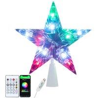 Bright Zeal 19cm Smart RGB Color-Changing LED Christmas Tree Topper Star App&Timer in White