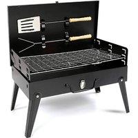 Nordara Portable Folding Charcoal BBQ Grill for Camping Picnic in Black