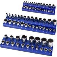 Nordara 3Pcs Magnetic Socket Organizer Storage Holder Set in Blue