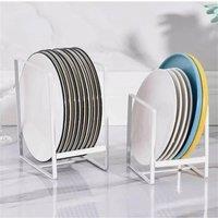 Nordara 2x Upright Plate Storage Rack Metal Kitchen Cabinet Organizer in White