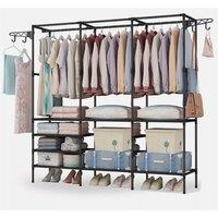 Nordara Clothes Rail Rack Garment Hanging Stand with Shoe Shelf UK in Black