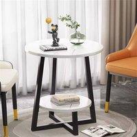 Nordara 2-Tier Round White Marble Effect Coffee Table