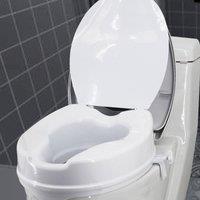 Ventryn 4 Inch Raised Toilet Seat with Lid for Elderly Disabled Adults in White