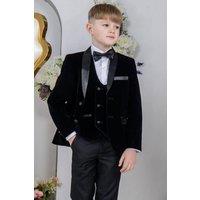 Vivaki Boy's 5 Piece Black Velvet Tuxedo | Size: 6-7 Years
