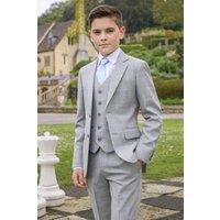Vivaki Boy's 5 Piece Grey with Blue Check Suit | Size: 5-6 Years