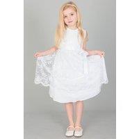 UK Flower Girl Boutique Fleur Lace Occasion Dress in White | Size: 18-24 m