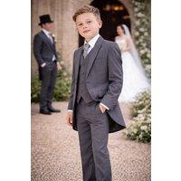 Little Giants Boy's Edward - 5 Piece Grey Tail Coat Suit in Dark Grey | Size: 18-24 m
