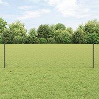 Berkfield Home Fence Posts 11 pcs U-Channel Grey 60 cm Steel, Hexagon Fence Grey 0.5x50 m Steel