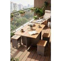 Living and Home Drop Leaf Dining Table Set with 4 Stools in Grey