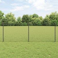 Berkfield Home Chain Link Fence with 22 U Posts Grey 0.8x25 m Steel