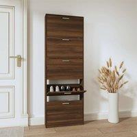 Berkfield Home Shoe Cabinet Brown Oak 59x17x169 cm Engineered Wood | Size: 59 x 17 x 169 cm