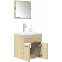 Berkfield Home 3 Piece Bathroom Furniture Set Sonoma Oak Engineered Wood in Brown