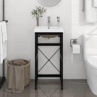 Berkfield Home Bathroom Washbasin Frame with Built-in Basin Black Iron