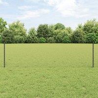 Berkfield Home Fence Posts 11 pcs U-Channel Grey 60 cm Steel, Hexagon Fence Grey 0.5x100 m Steel
