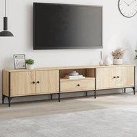 Berkfield Home TV Cabinet with Drawer Sonoma Oak 200x25x44 cm Engineered Wood in Brown | Size: 200 x 25 x 44 cm