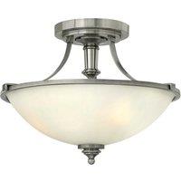 Netlighting Truman 3 Light Semi Flush Ceiling Light Antique Nickel E27 in Grey