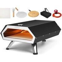 VonHaus Outdoor Tabletop with Accessories Gas Pizza Oven in Black