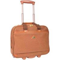 House of Leather Travel Bag Pilot Case with Wheels Faux Suede Cadiz in Tan