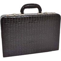 House of Leather Croc Print Attache Briefcase Faux Leather Bag C521 in Black | Size: Small