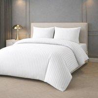 Grace Double Brushed 2 Pack Embossed Stripes Duvet Cover Set in White | Size: Single