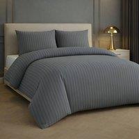 Grace Double Brushed 2 Pack Embossed Stripes Duvet Cover Set in Grey | Size: King
