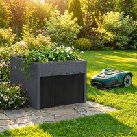 Nicoman Garden Robot Galvanised Steel Lawnmower Shed with Planter in Dark Grey