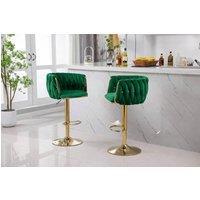 Hygrad Built to Survive Pair Of Velvet Bar Stools Luxury Breakfast Bar Stool Kitchen in Green