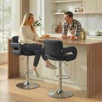 HOMCOM Bar Stools Adjustable Swivel with Armrest Set of 2 Black