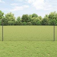 Berkfield Home Welded Wire Fence with 44 U Posts Grey 0.8x100 m Steel
