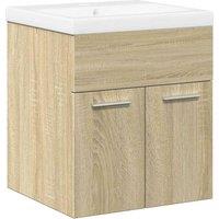 Berkfield Home 2 Piece Bathroom Furniture Set Sonoma Oak Engineered Wood in Light Brown