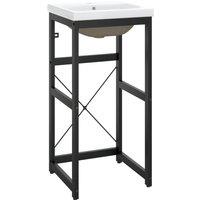 Berkfield Home Bathroom Washbasin Frame with Built-in Basin Black Iron