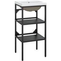 Berkfield Home Bathroom Washbasin Frame with Built-in Basin Black Iron