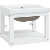 Berkfield Home Bathroom Washbasin Frame with Built-in Basin White Iron