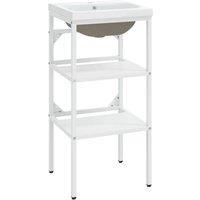 Berkfield Home Bathroom Washbasin Frame with Built-in Basin White Iron