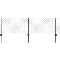 Berkfield Home Chain Link Fence with 22 U Posts Grey 0.6x25 m Steel
