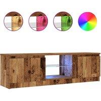 Berkfield Home TV Cabinet with LED Lights Old Wood 120x30x36 cm Engineered Wood in Brown | Size: 120 x 30 x 36 cm