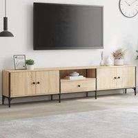 Berkfield Home TV Cabinet with Drawer Sonoma Oak 200x25x44 cm Engineered Wood in Natural | Size: 200 x 25 x 44 cm