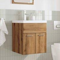 Berkfield Home Durable 2 Piece Bathroom Furniture Set Artisan Oak Engineered Wood in Brown