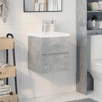 Berkfield Home Durable 2 Piece Bathroom Furniture Set Concrete Grey Engineered Wood