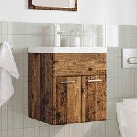 Berkfield Home Durable 2 Piece Bathroom Furniture Set Old Wood Engineered Wood in Brown